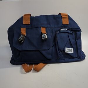 Large Capacity Travel Duffle Bag One Size Blue With Orange Stripes